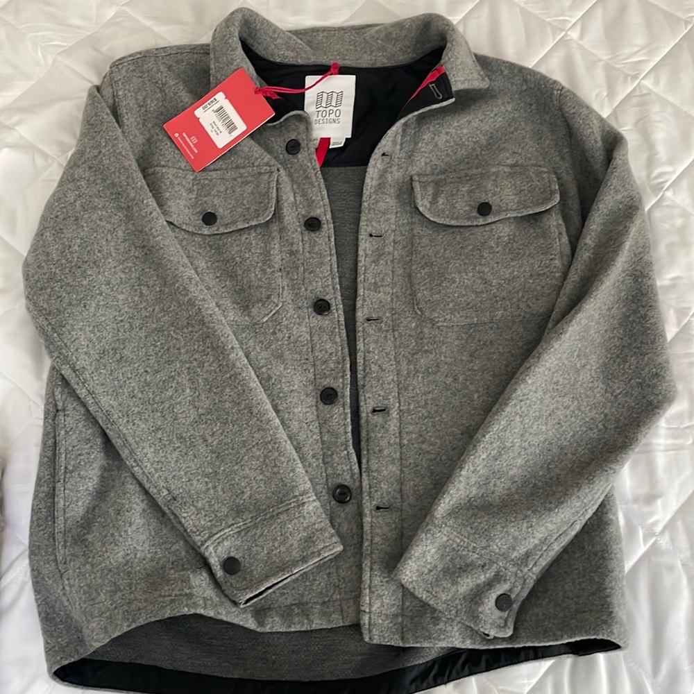 Topo designs men’s wool shirt grey size large